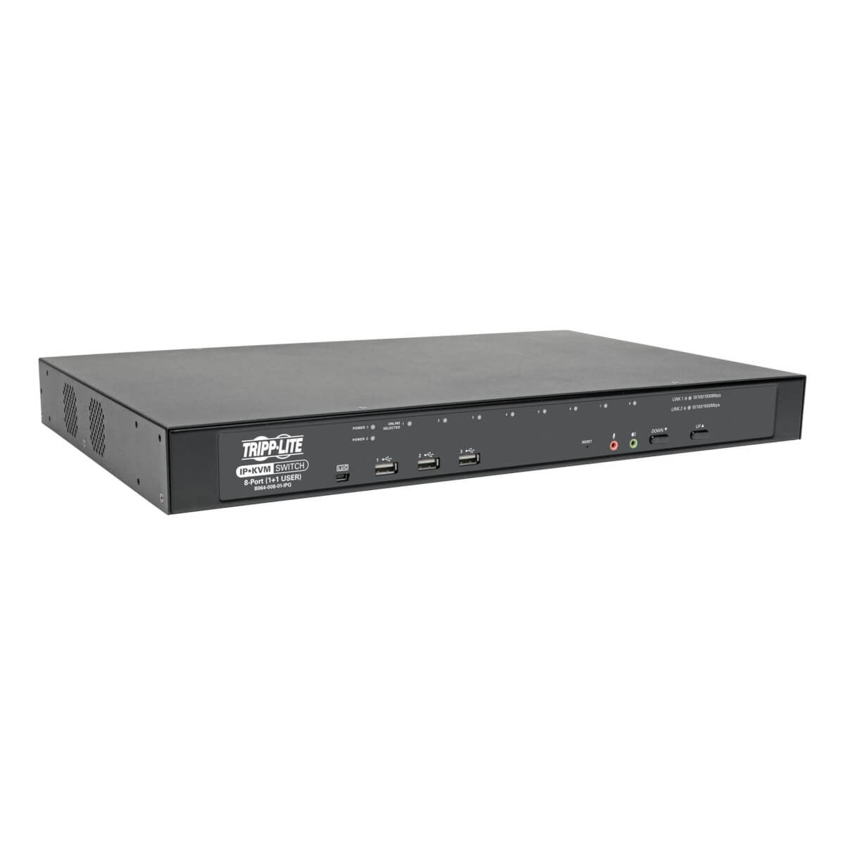 8-PORT CAT5 KVM OVER IP SWITCH WITH VIRTUAL MEDIA - 1 LOCAL & 1 REMOTE USER, 1U