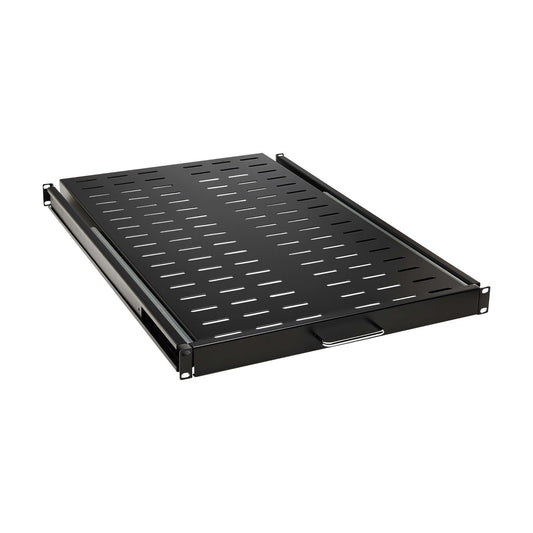 SLIDING STEEL RACK SHELF VENTED 1U 28.3IN DEEP 50LB CAPACITY