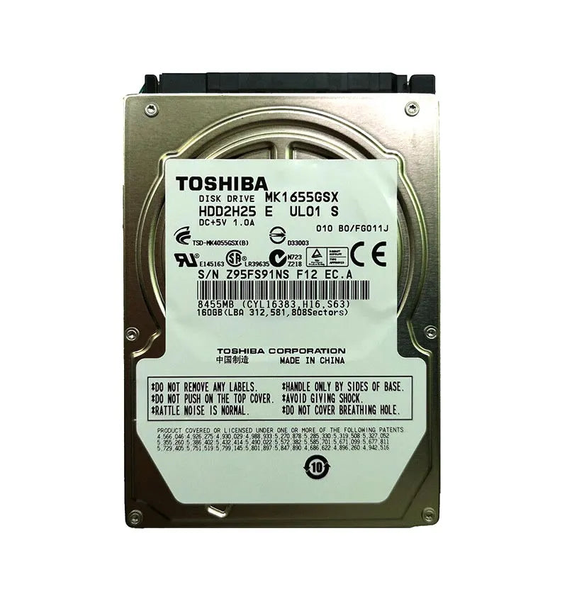 MK1655GSX - Toshiba 160GB SATA 5.4K 2.5IN