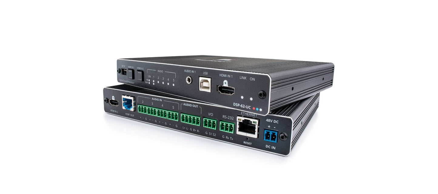 59-80566090 - Kramer Electronics DSP-62-UC. 6X2 POE AUDIO MATRIX DSP WITH HDMI SWITCHER, AEC & HDBASET