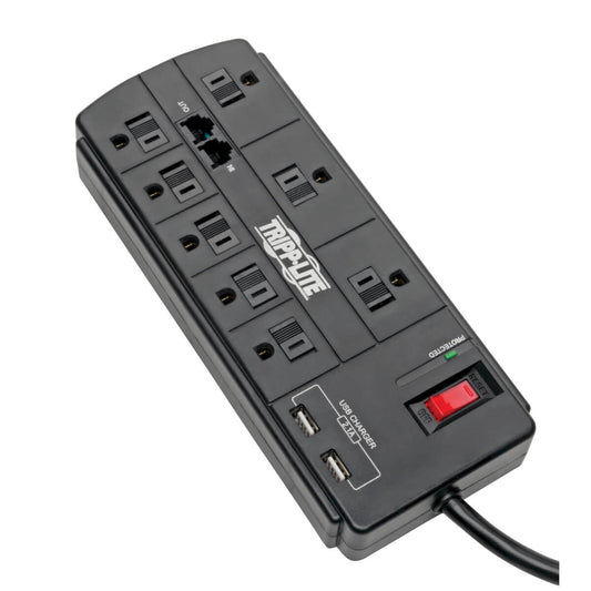 TLP88TUSBB - Tripp Lite SURGE PROTECTOR 8-OUTLET 2 USB CHARGING PORTS TEL/MODEM 8FT CORD