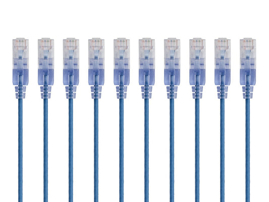 15150 - Monoprice SLIM CAT6A CABLE - 10PK 1FT BLUE