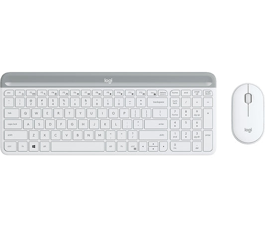 Logitech Slim Wireless Combo MK470 keyboard Mouse included RF Wireless White