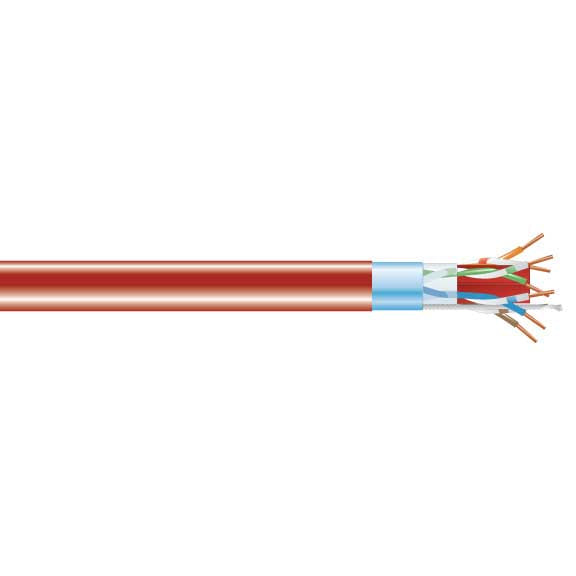 CAT6A 650-MHZ SOLID ETHERNET BULK CABLE - SHIELDED (F/UTP), CMR PVC, RED, 1000-F