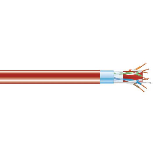 CAT6A 650-MHZ SOLID ETHERNET BULK CABLE - SHIELDED (F/UTP), CMR PVC, RED, 1000-F