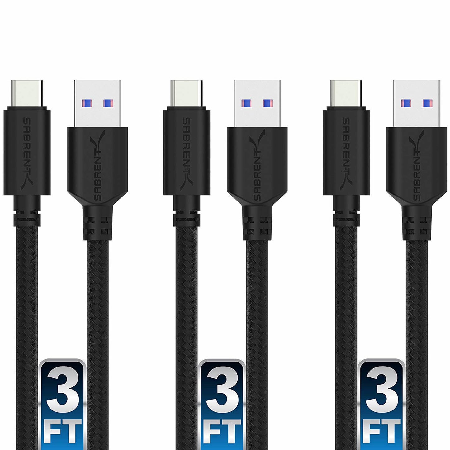 Sabrent CB-C3X3-PK50 USB cable 36" (0.914 m) USB 3.2 Gen 1 (3.1 Gen 1) USB A USB C Black