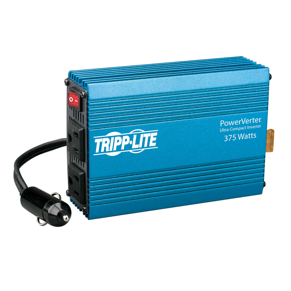 PORTABLE AUTO INVERTER 375W 12V DC TO AC 120V 5-15R 2 OUTLET