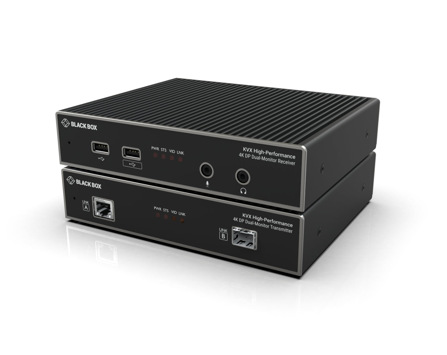 KVM EXTENDER OVER CATX/FIBER - DUAL-MONITOR, 4K DISPLAYPORT, USB 2.0 HUB, SERIAL