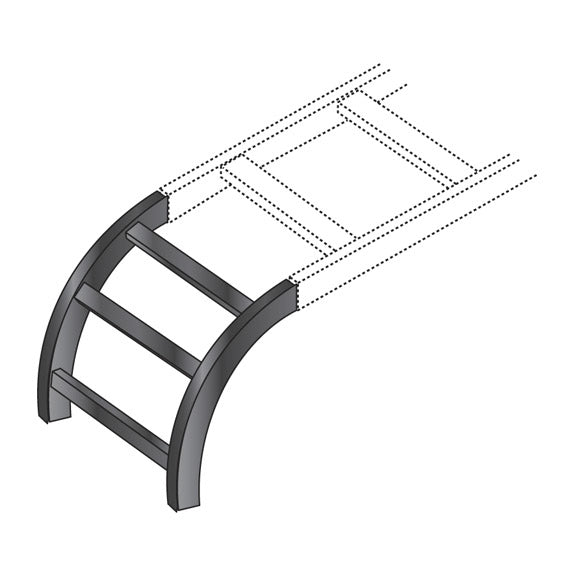 CABLE RUNWAY RADIUS SECTION - 12"W X .21'L, BLACK, GSA, TAA