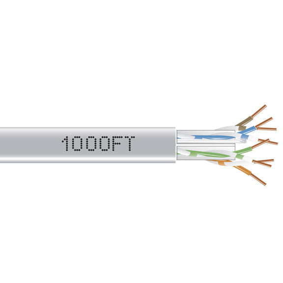 CAT6 550-MHZ SOLID ETHERNET BULK CABLE - UNSHIELDED (UTP), CMR PVC, GRAY, 1000-F