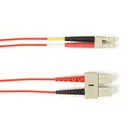 OM1 62.5/125 MULTIMODE FIBER OPTIC PATCH CABLE - OFNR PVC, SC TO LC, RED, 2-M (6