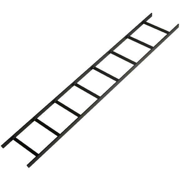 LADDER RACK - 12"W X 6'L, POWDER COAT, BLACK, 1-PACK, TAA