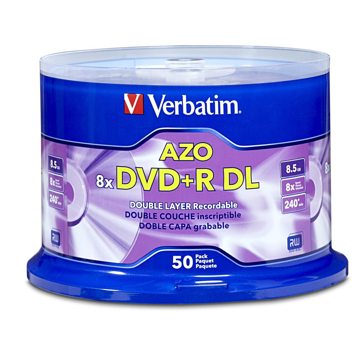 97000 - Verbatim DVD+R DL 8.5GB 8X WITH BRANDED SURFACE 50PK SPINDLE