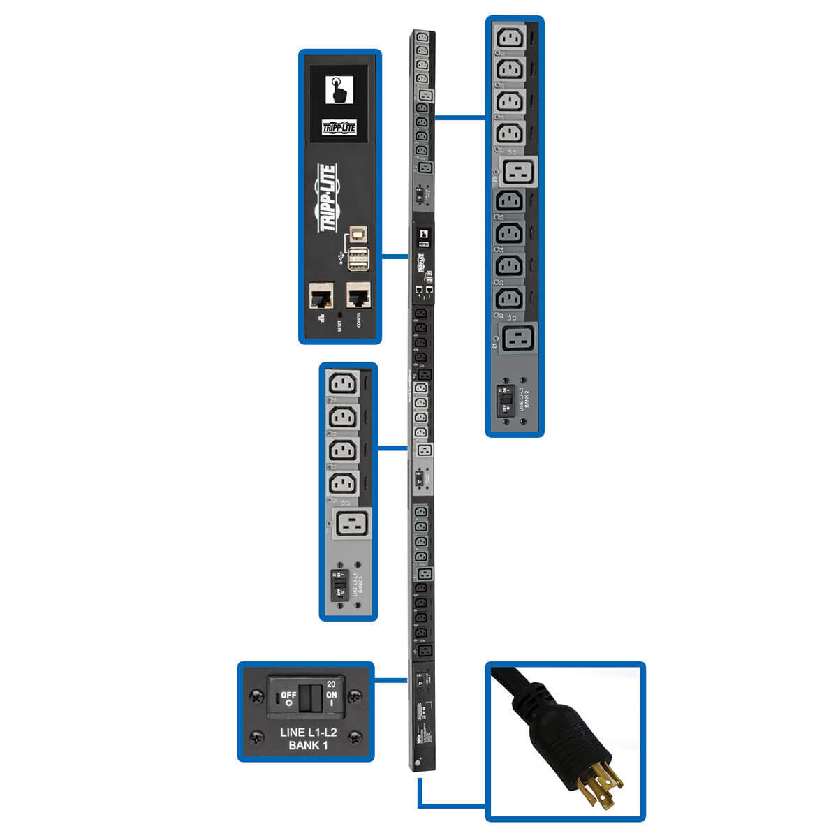 Tripp Lite PDU3EVSR10L2130 power distribution unit (PDU) 30 AC outlet(s) 0U Black