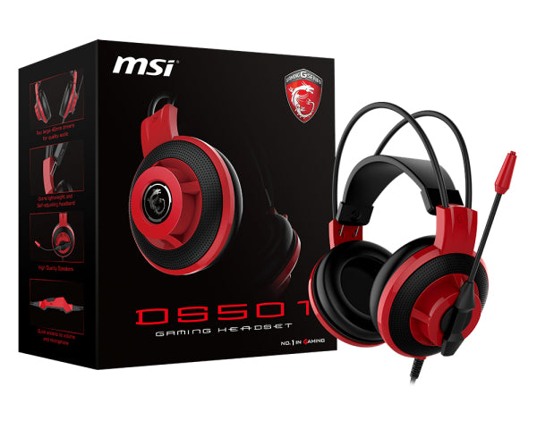 MSI DS501 Headset Wired Head-band Gaming Black, Red– Aeonfly