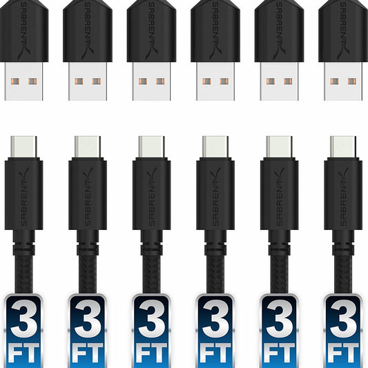 Sabrent CB-C6X3-PK50 USB cable 36" (0.914 m) USB 2.0 USB A USB C Black