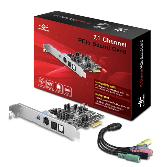 UGT-S220 - THE VANTEC 7.1 CHANNEL PCIE SOUND CARD COMES WITH A WEALTH OF FEATURES LIKE HD A