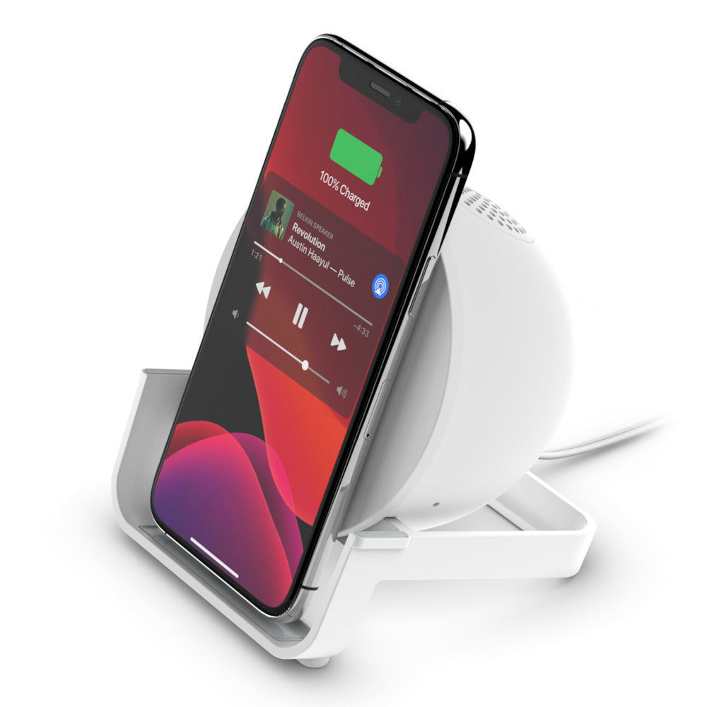 BOOST CHARGE WIRELESS CHARGING STAND + SPEAKER WHITE