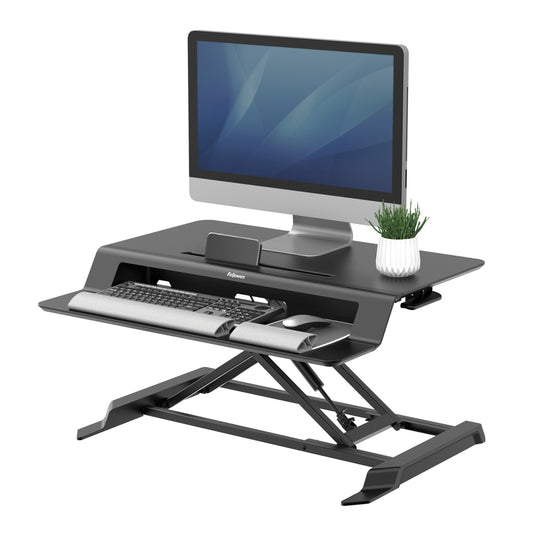 8215001 - Fellowes EASILY TRANSITION FROM SITTING TO STANDING WITH GAS SPRING HEIGHT ADJUSTMENT