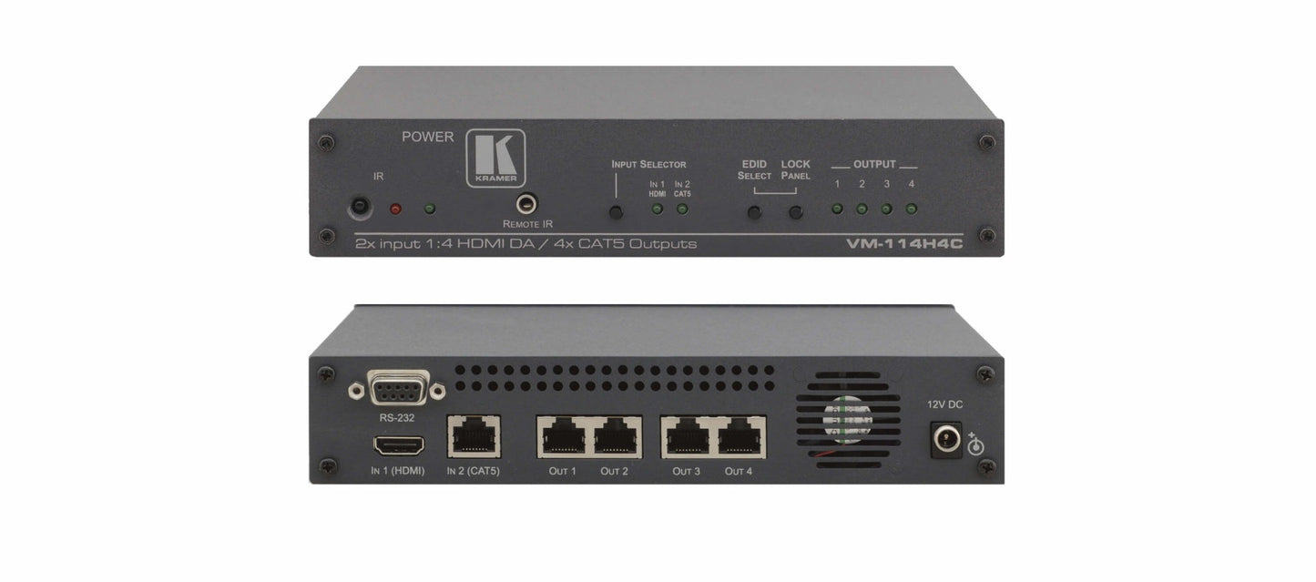 50-70958090 - Kramer Electronics THE VM-114H4C IS A HIGH-PERFORMANCE POC SWITCHER AND DISTRIBUTION AMPLIFIER FOR
