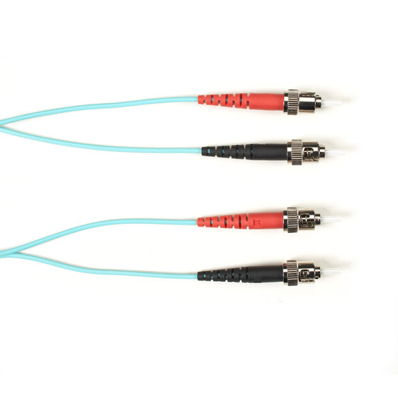 OM3 50/125 MULTIMODE FIBER OPTIC PATCH CABLE - OFNR PVC, ST TO ST, AQUA, 25-M (8