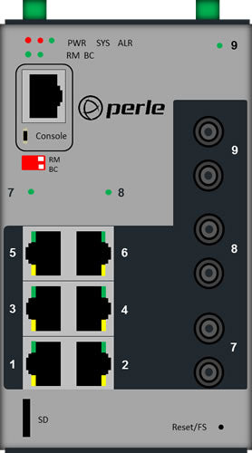 Perle IDS-509G3-T2SD10-SD70 Managed L2 Gigabit Ethernet (10/100/1000) Black,Grey