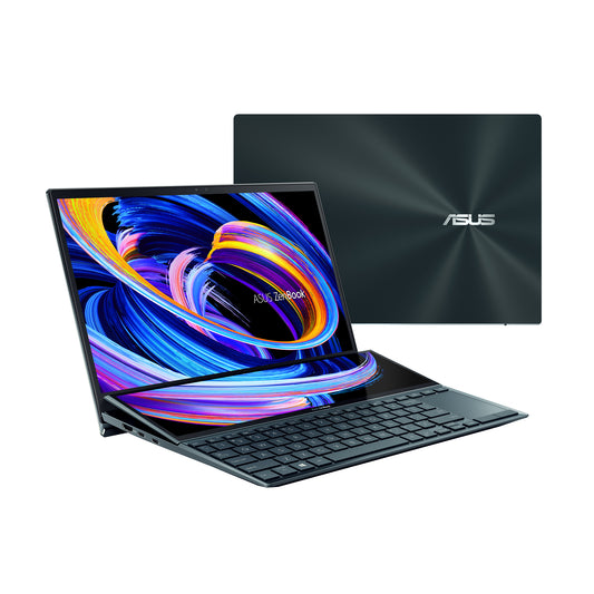 ASUS ZenBook Duo 14 UX482EGR-XB77T notebook i7-1195G7 14" Touchscreen Full HD IntelÂ® Coreâ„¢ i7 32 GB LPDDR4x-SDRAM 1000 GB SSD NVIDIA GeForce MX450 Wi-Fi 6 (802.11ax) Windows 11 Pro Blue