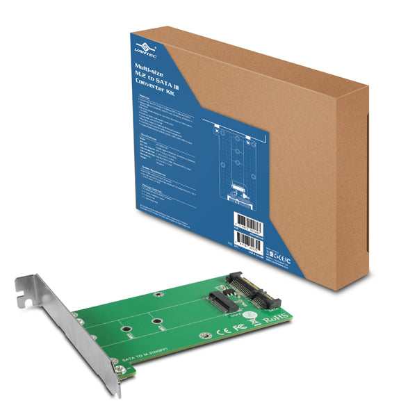 UGT-M2ST120 - VANTEC THE MULTI-SIZE M.2 TO SATA III PORT CONVERTER KIT ALLOWS FOR FLEXIBLE INSTALLATI