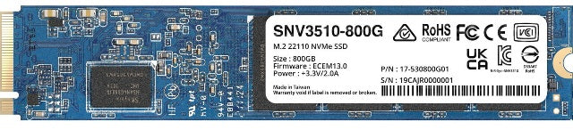 SNV3510-800G - Synology SYNOLOGY M.2 22110 NVME SSD SNV3510 800GB