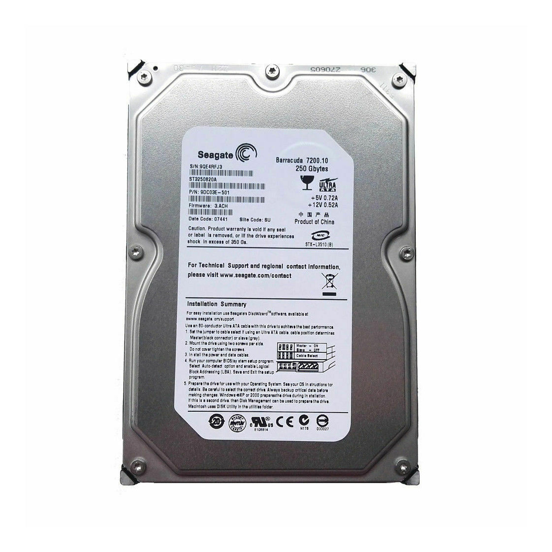 ST3250820A - Seagate 250GB 7200 RPM 8MB IDE ULTRA