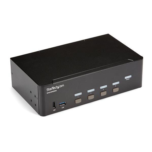 THIS 4 PORT 4K HDMI KVM WITH DUAL MONITOR SUPPORT LETS YOU CONTROL FOUR HDMI COM