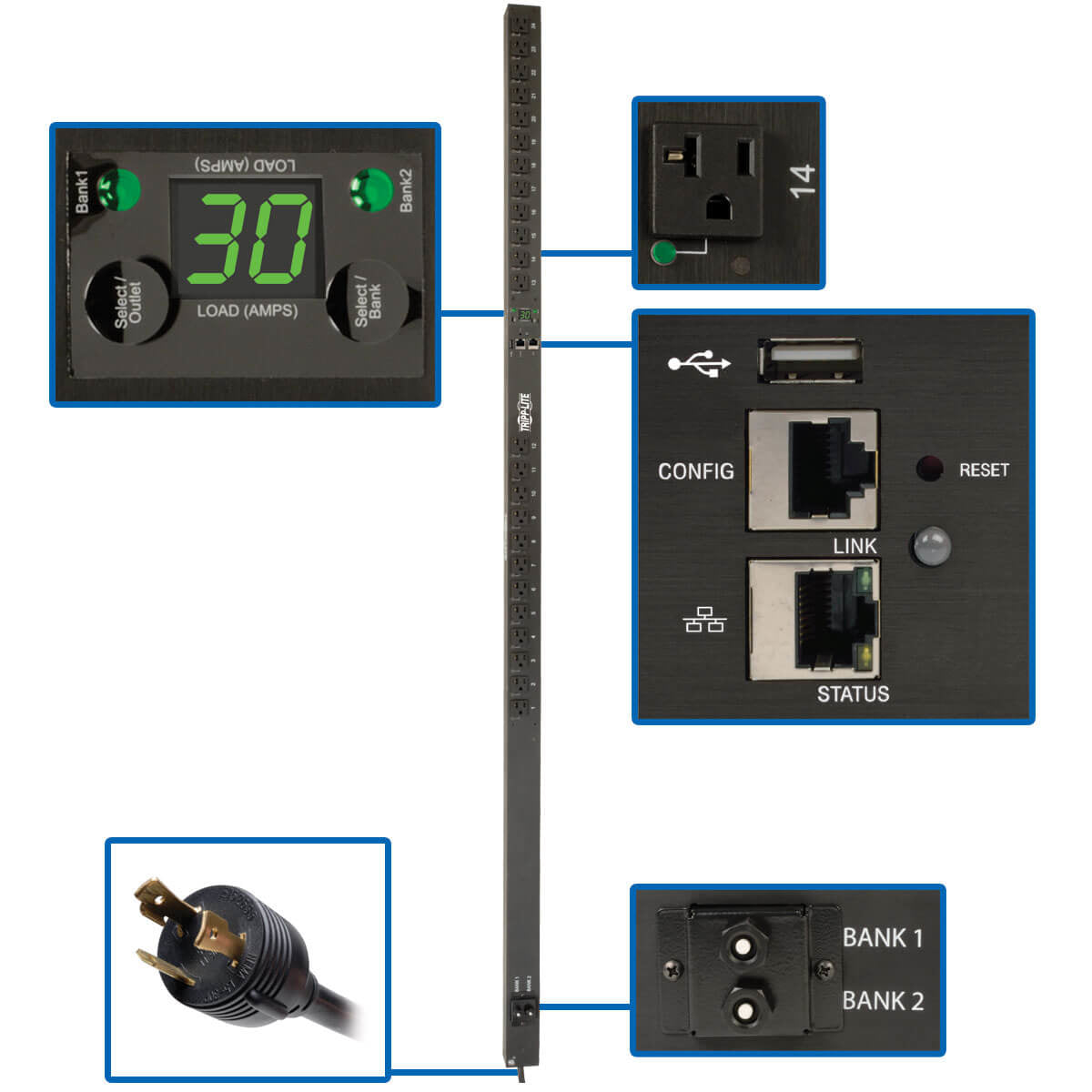 2.9KW SINGLE-PHASE SWITCHED PDU WITH LX PLATFORM INTERFACE, 120V OUTLETS (24 5-1