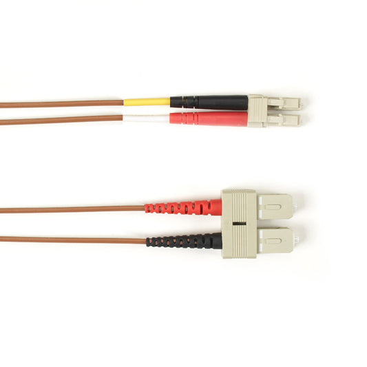 OM1 62.5/125 MULTIMODE FIBER OPTIC PATCH CABLE - OFNR PVC, SC TO LC, BROWN, 2-M