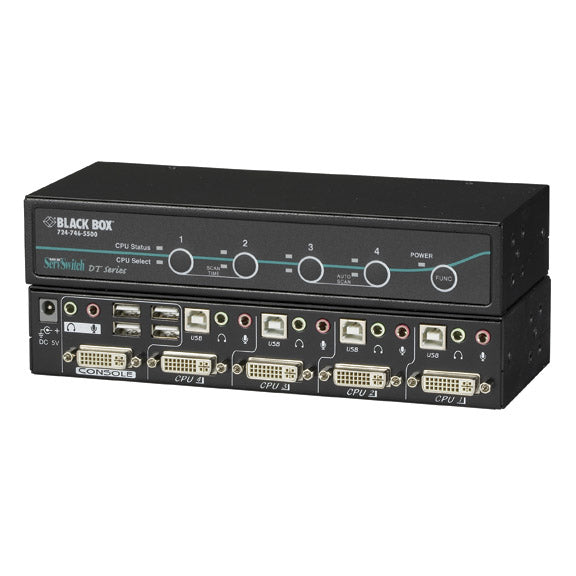 DESKTOP KVM SWITCH - DVI-I WITH TRANSPARENT USB 2.0, AUDIO, 4-PORT, GSA, TAA