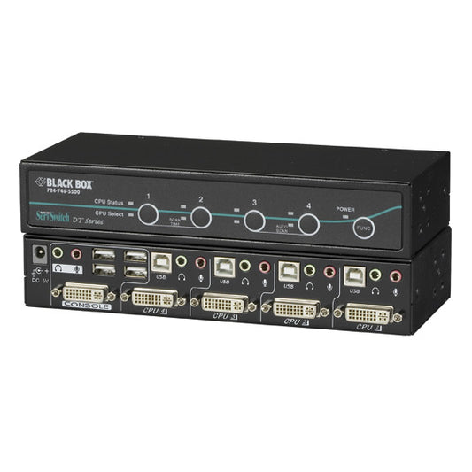 DESKTOP KVM SWITCH - DVI-I WITH TRANSPARENT USB 2.0, AUDIO, 4-PORT, GSA, TAA