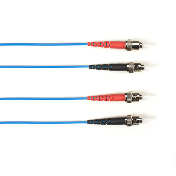 OM4 50/125 MULTIMODE FIBER OPTIC PATCH CABLE - OFNR PVC, ST TO ST, BLUE, 20-M (6