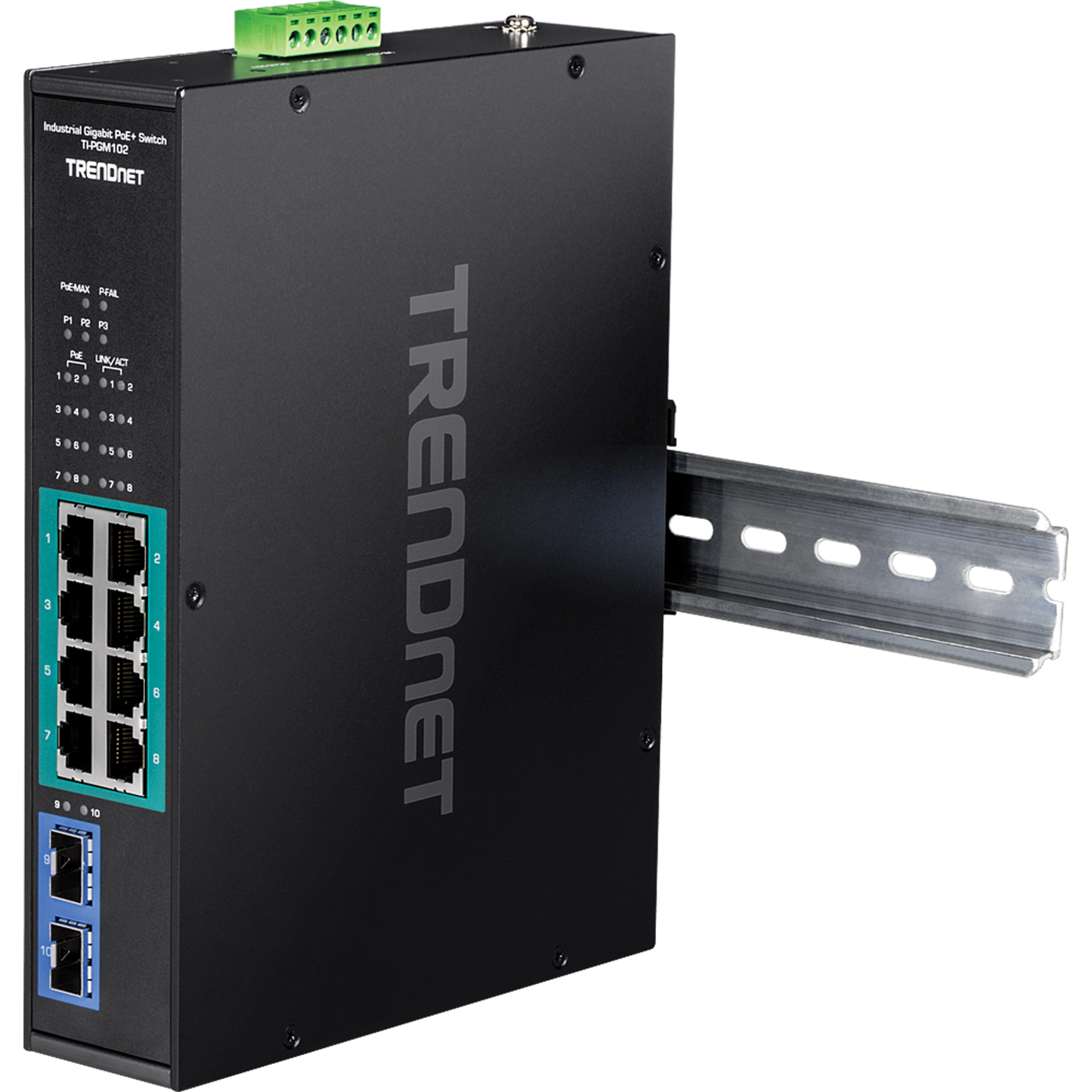 TI-PGM102 - TRENDnet 10-Port Industrial Gigabit PoE+ DIN-Rail Switch
