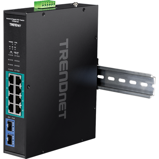 TI-PGM102 - TRENDnet 10-Port Industrial Gigabit PoE+ DIN-Rail Switch