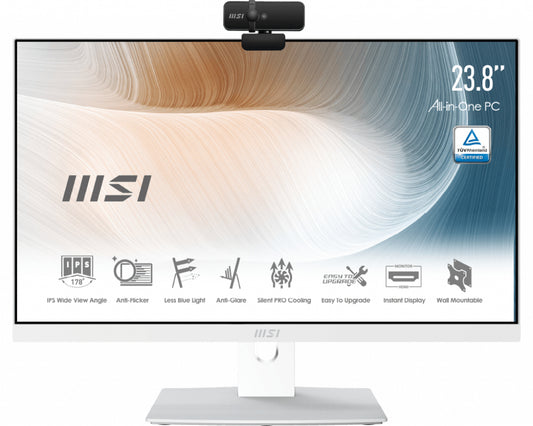 MSI Modern MODAM241P11M235 All-in-One PC/workstation IntelÂ® Coreâ„¢ i5 23.8" 1920 x 1080 pixels 8 GB DDR4-SDRAM 256 GB SSD Windows 10 Home Wi-Fi 6 (802.11ax) White