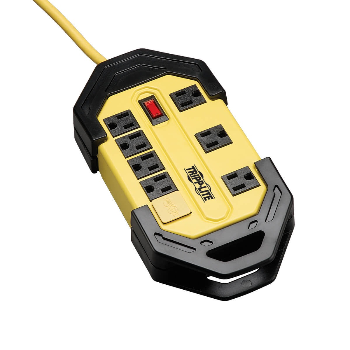 SAFETY POWER STRIP W/ 8 OUT GFCI PLUG OSHA YELLOW 12FEET  CORD