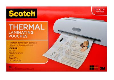 TP3856-25 - 3M LAMINATING POUCHES 11.45 IN X 17.48 IN