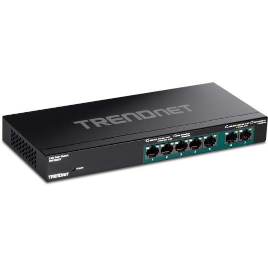 TPE-TG327 - TRENDnet 7-Port Multi-Gig PoE+ Switch 5 x 1G RJ-45 PoE+ BASE-T Ports 2 x 2.5G