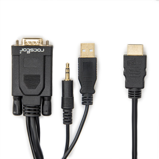 Y10C264-B1 - Rocstor HMDI TO VGA CABLE M/M - HDMI MALE TO VGA (15 PIN) MALE - VGA SUPPORTS 1920X1080