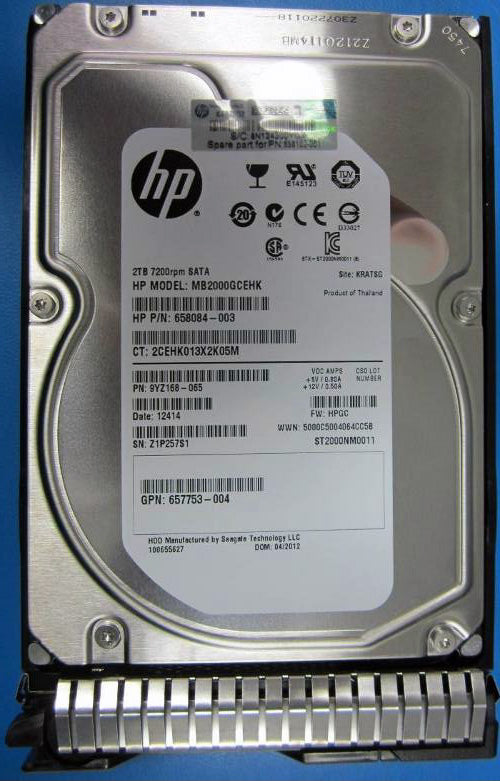 Hewlett Packard Enterprise 2TB hot-plug SATA HDD 3.5" 2000 GB Serial ATA