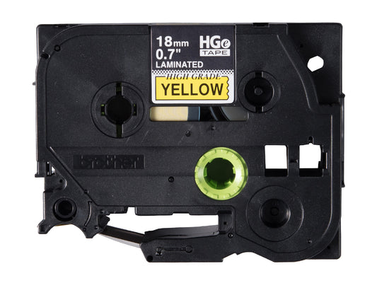 HGE6415PK - Brother 0.7 IN X 26.2 FT (18MM X 8M) BLACK INK ON YELLOW LABEL