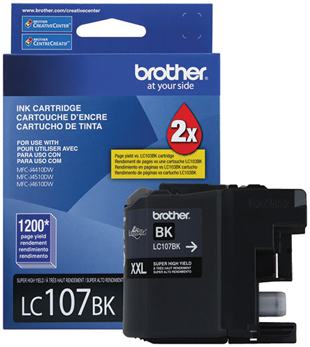 LC107BK - Brother SUPER HIGH YIELD BLACK INK CARTRIDGE FOR MFCJ4410DW MFCJ4510DW MFCJ4610DW