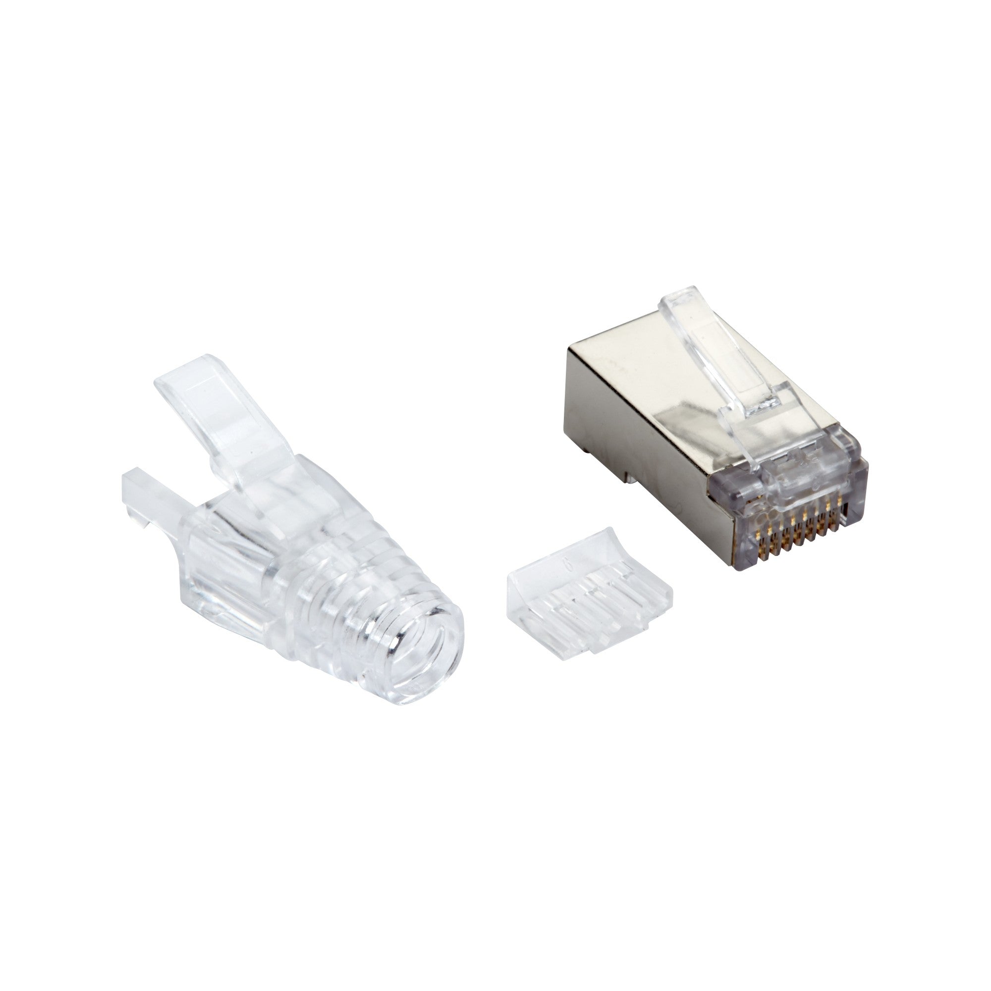 CAT6A MODULAR RJ-45 PLUG WITH LOAD BAR AND CLEAR SNAGLESS STRAIN RELIEF ...