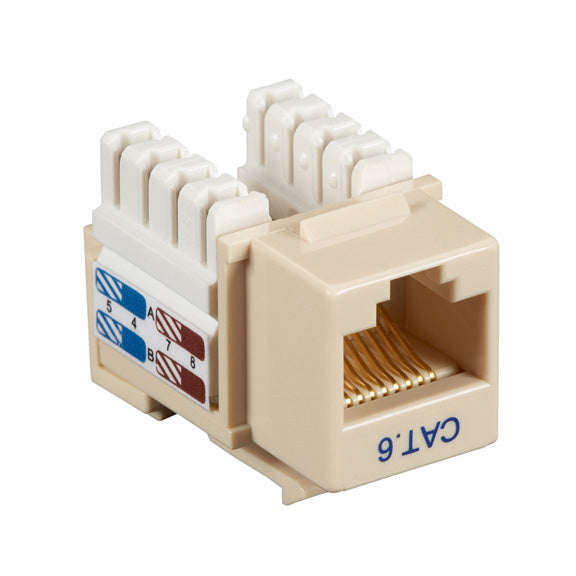 CAT6 KEYSTONE JACK - UNSHIELDED, RJ45, IVORY, 25-PACK