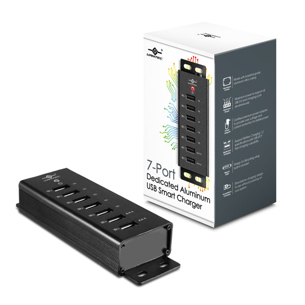 UGT-AC702C - THE VANTEC 7 USB PORT SMART CHARGER OPENS UP THE OPPORTUNITY TO CONNECT MULTIPLE