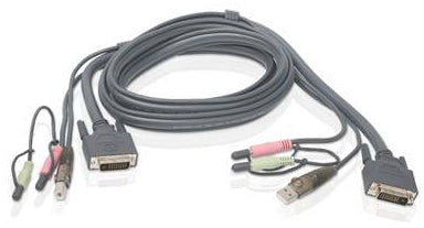 G2L8D02U - iogear KVM CABLE - 24 PIN DVI-DIGITAL (DUAL-LINK);4 PIN USB TYPE A;MINI-PHONE 3.5 MM -